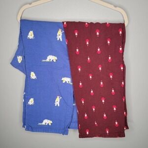 2 PAIR Old Navy flannel PJ pants‎ men's size M 100% cotton red blue holiday xmas